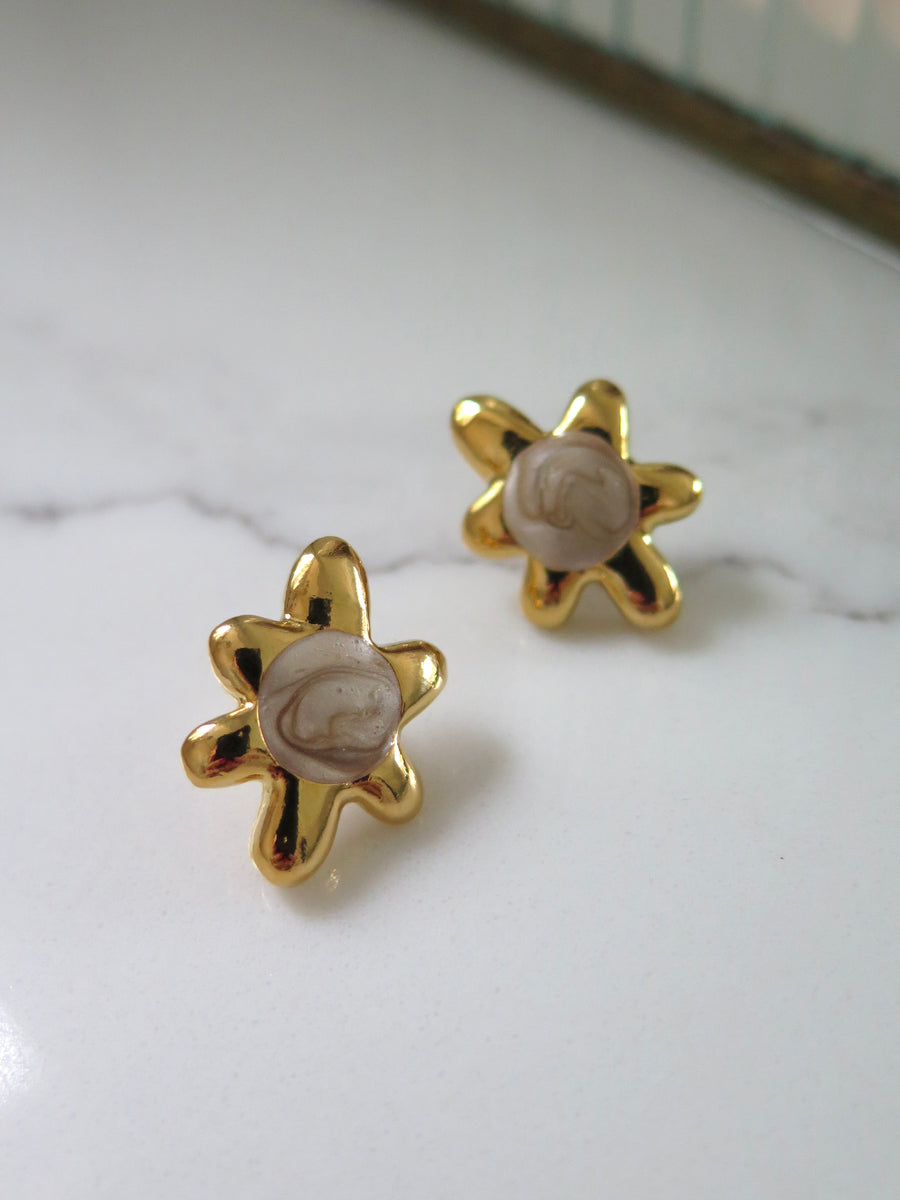 Gold Plated Flower Earrings