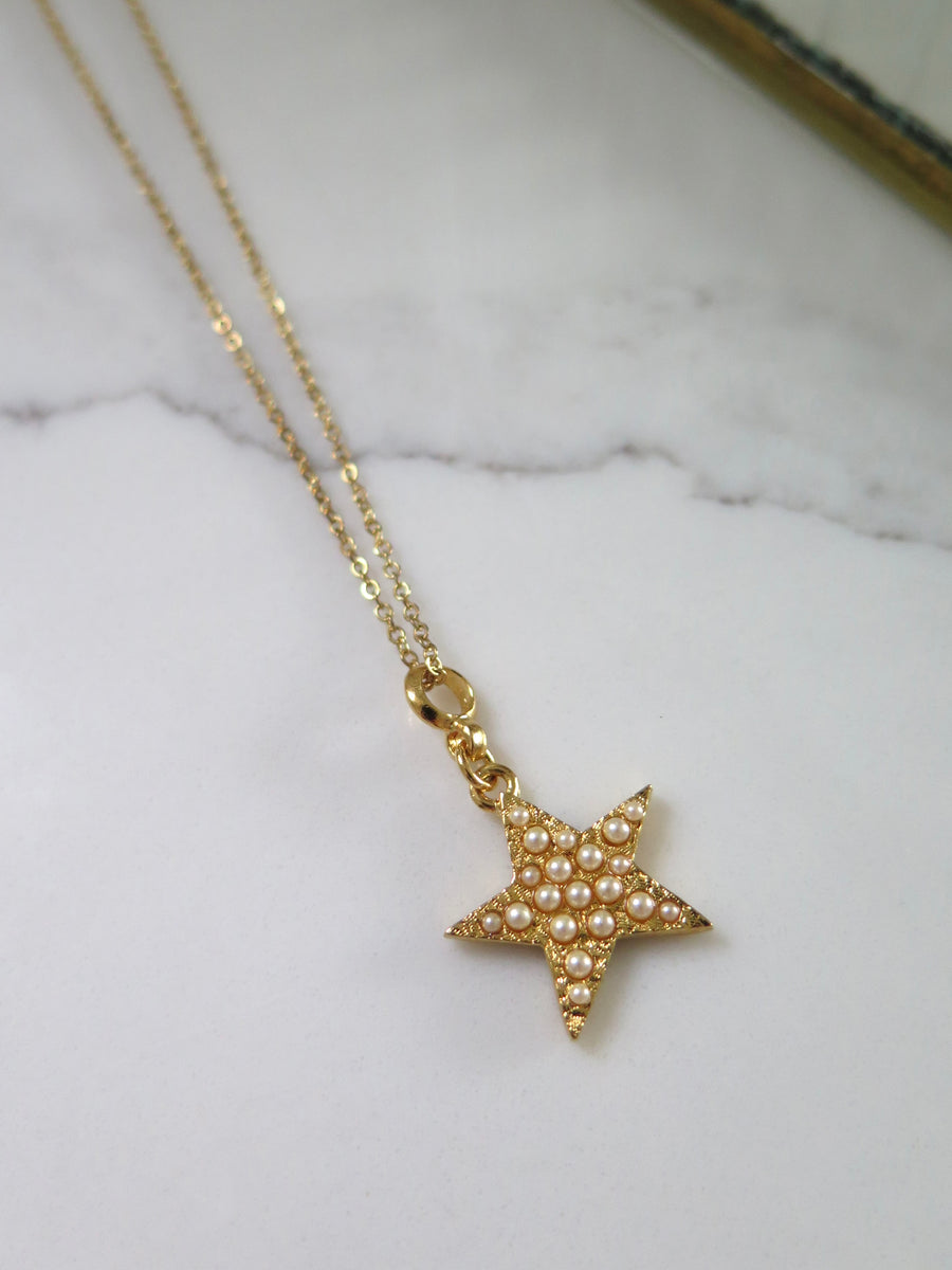 Gold Plated Star Pendant Necklace - 16