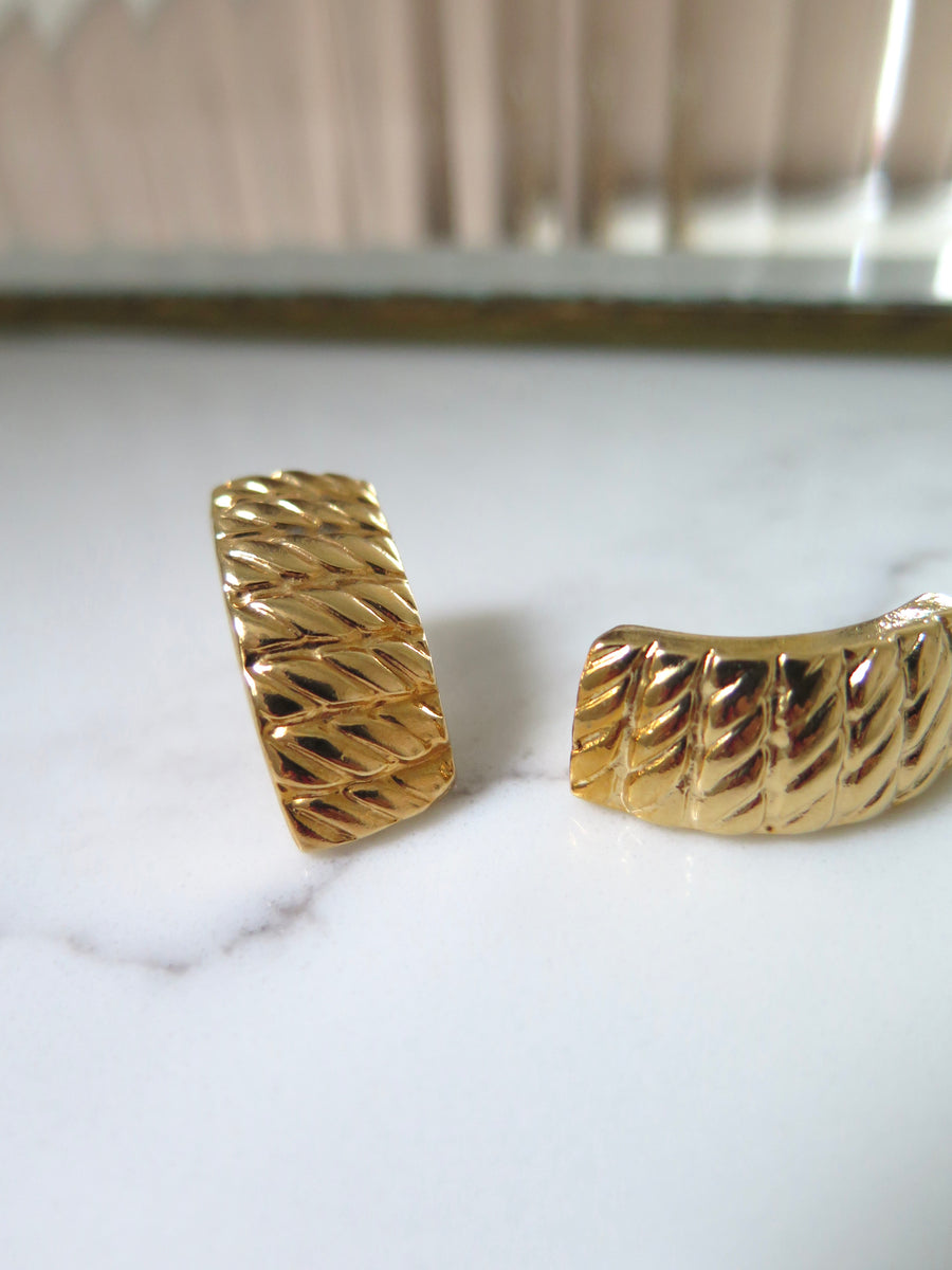 Gold Plated Textured Stud Earrings