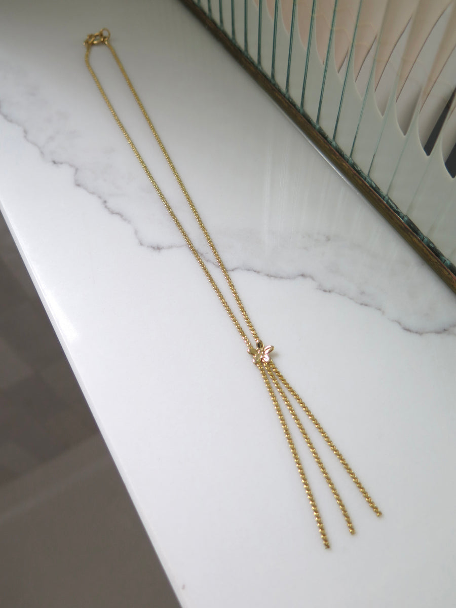 Gold Plated Flower Drop Necklace - 17