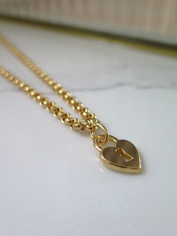 Gold Plated Heart Padlock Necklace - 18