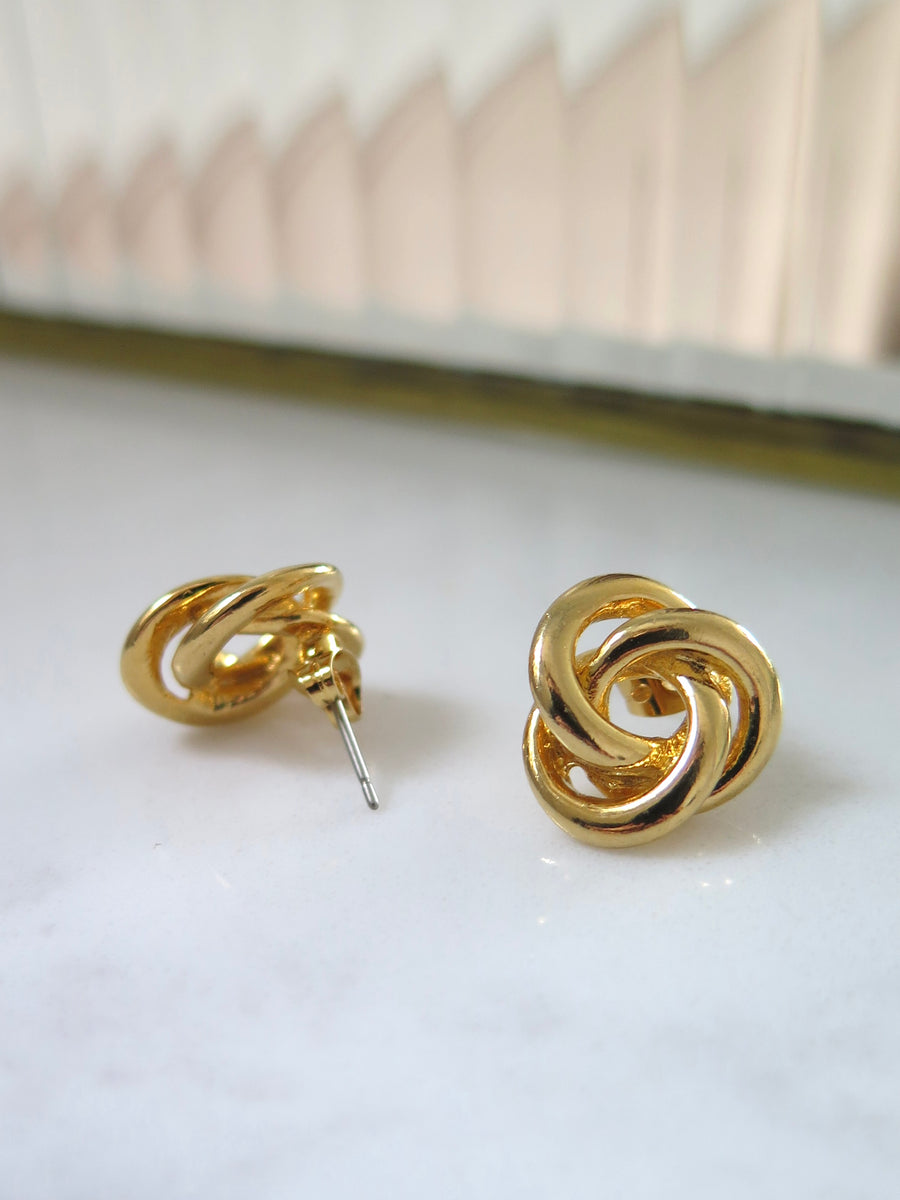 Gold Plated Knot Stud Earrings