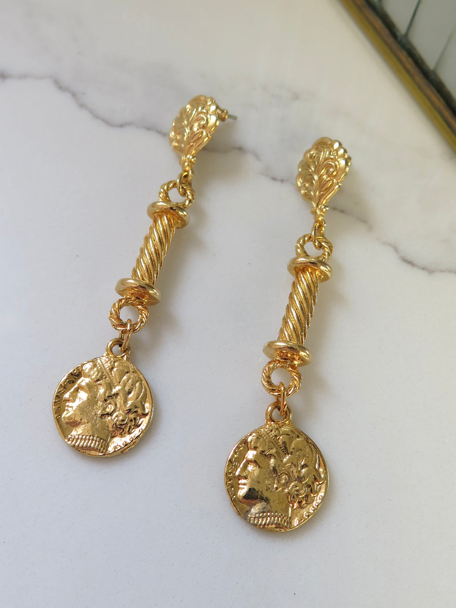 Gold Plated Coin Earrings