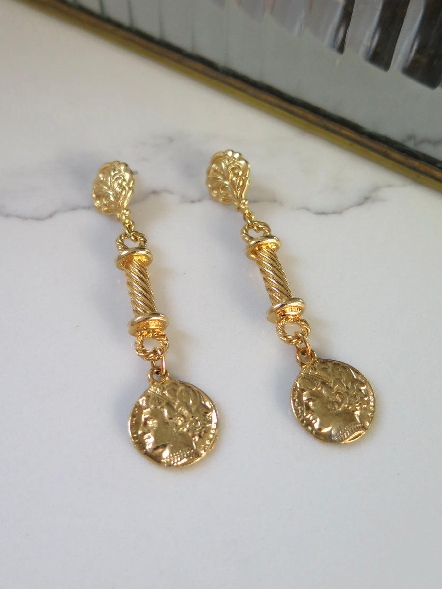 Gold Plated Coin Earrings