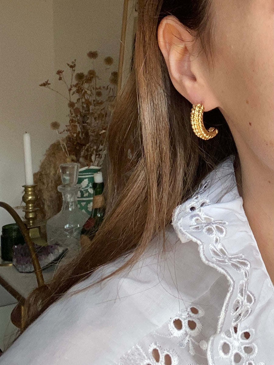 Gold Plated Rope Half Hoops