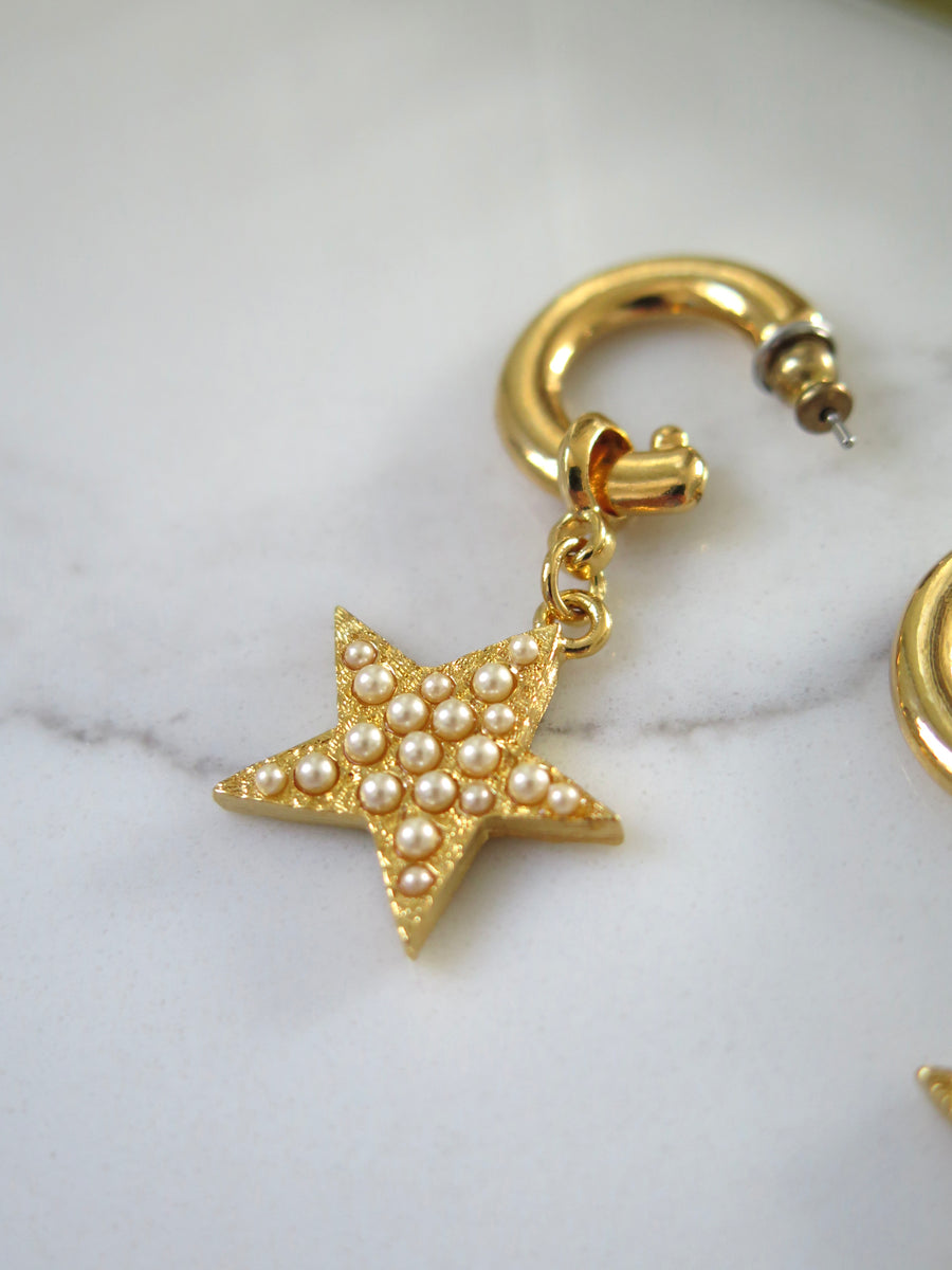 Gold Plated Star Charm Hoops