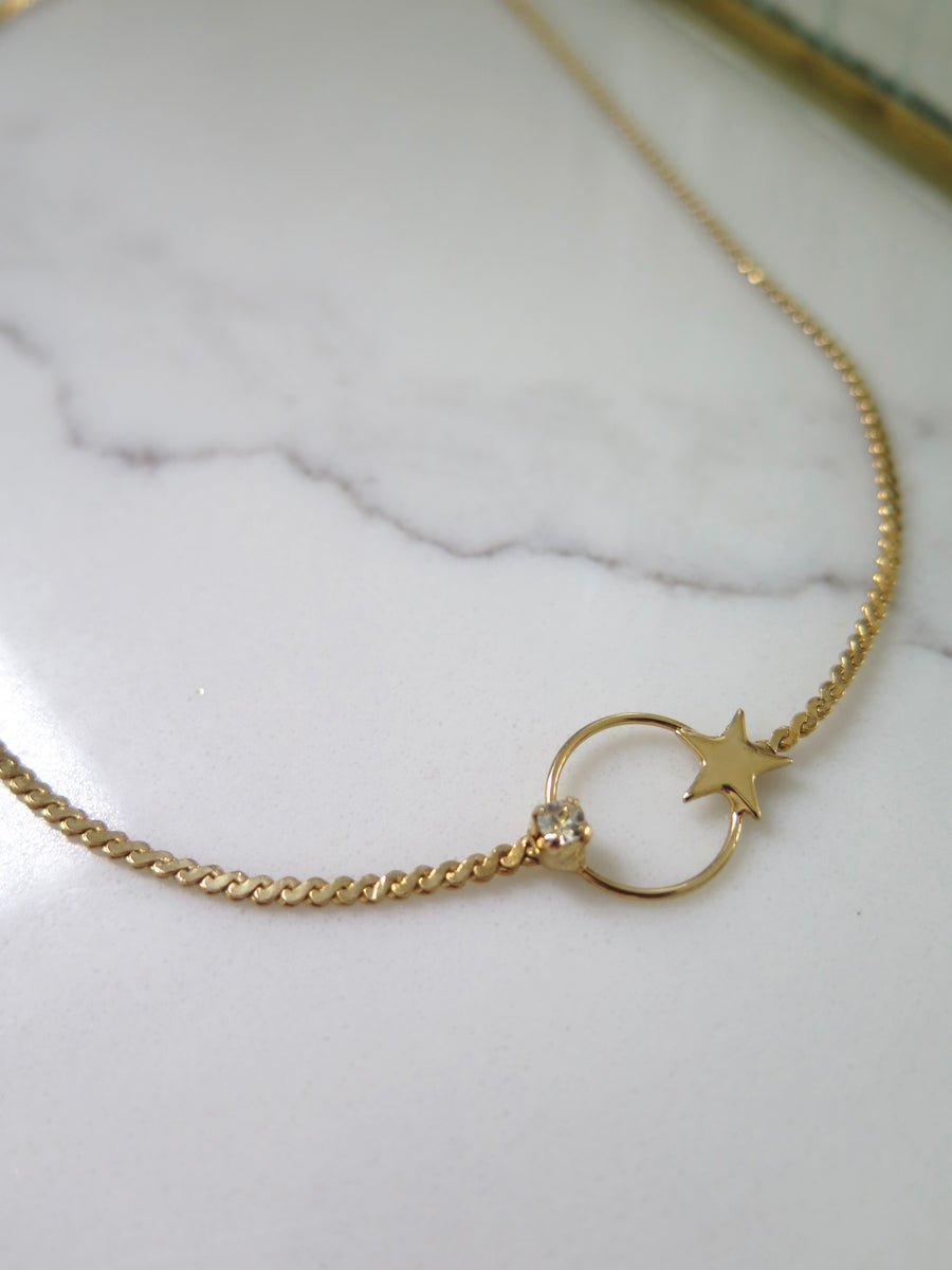 Gold Plated Star & Pearl Necklace - 16