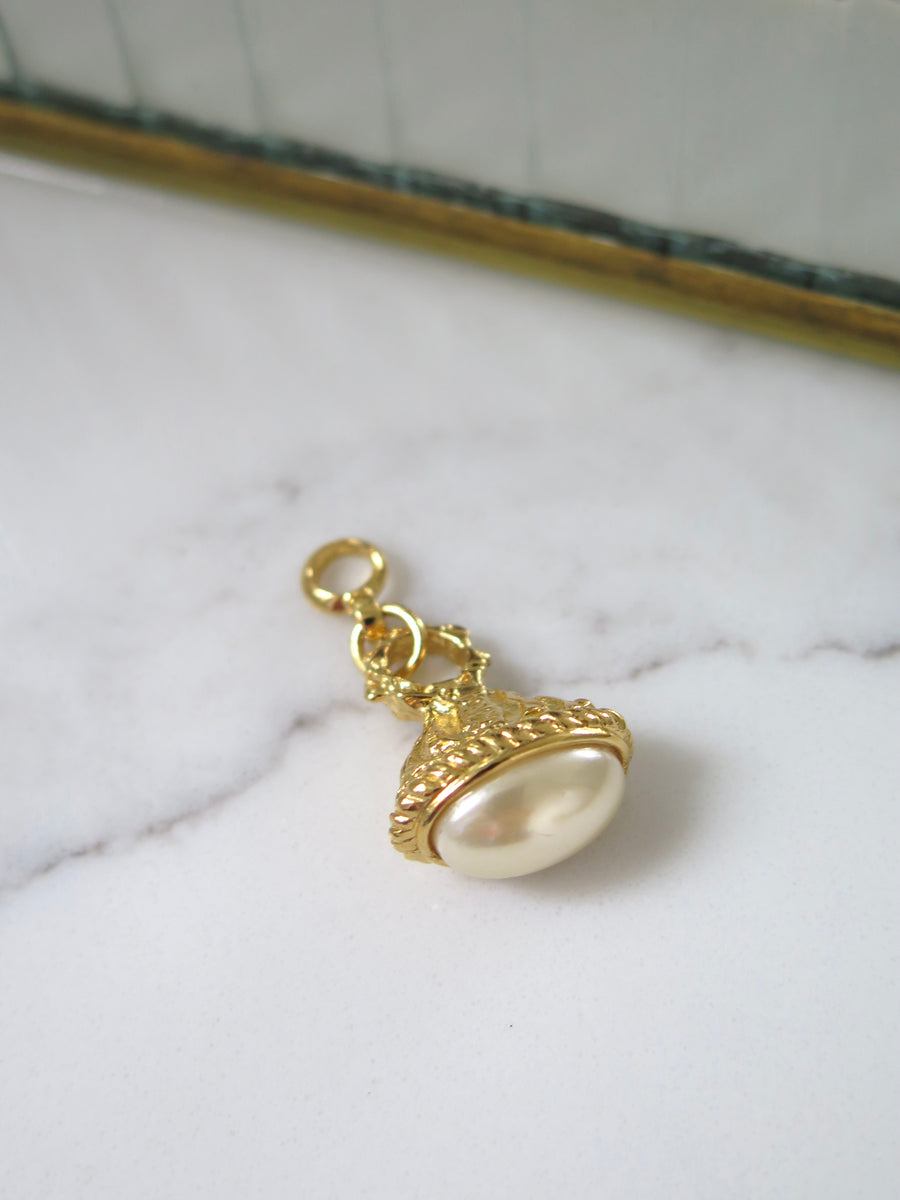 Gold Plated Decadent Pearl Charm Hoops