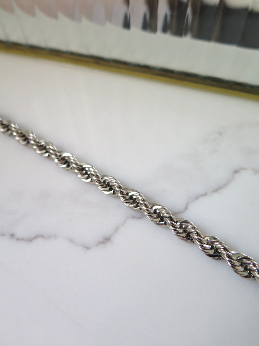 Vintage Silver Plated Rope Chain Necklace - 23.5