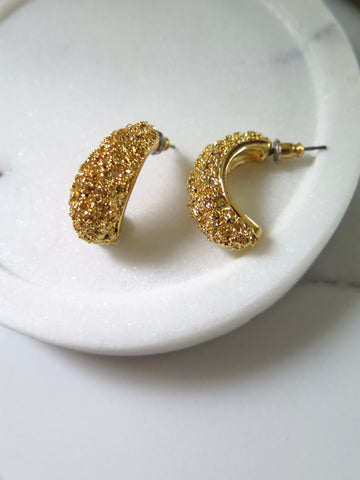 Gold Plated Textured Half Hoops