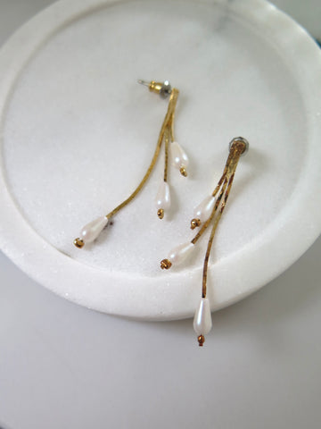 Gold Plated Chain & Pearl Earrings