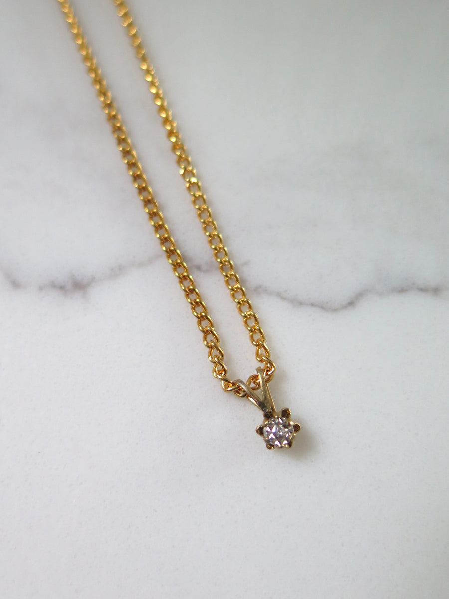 Gold Plated Real Diamond Necklace - 14