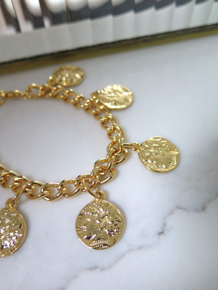 Gold Plated Coin Charm Bracelet