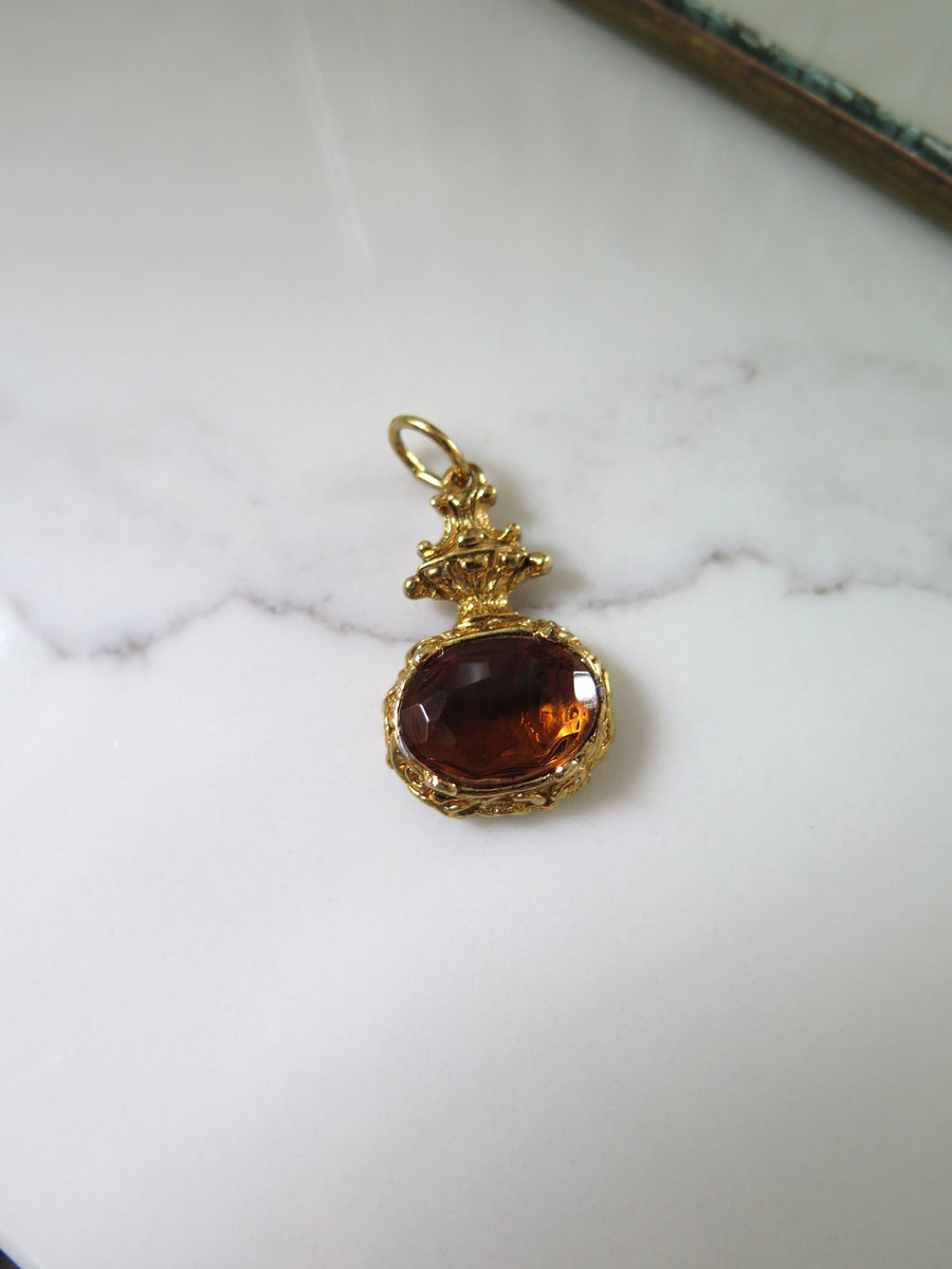 Gold Plated Brown Jewel Pendant - Choice of Chain