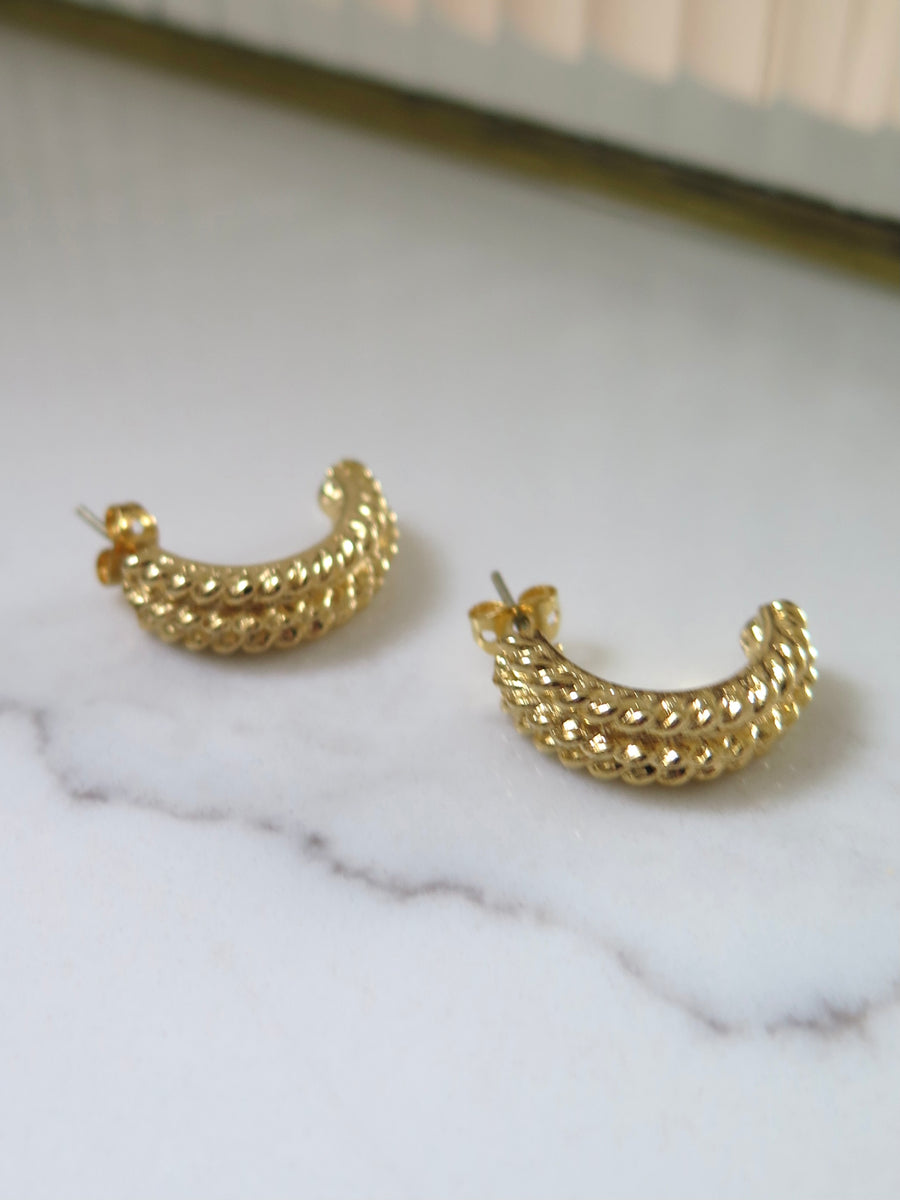 Gold Plated Rope Half Hoops
