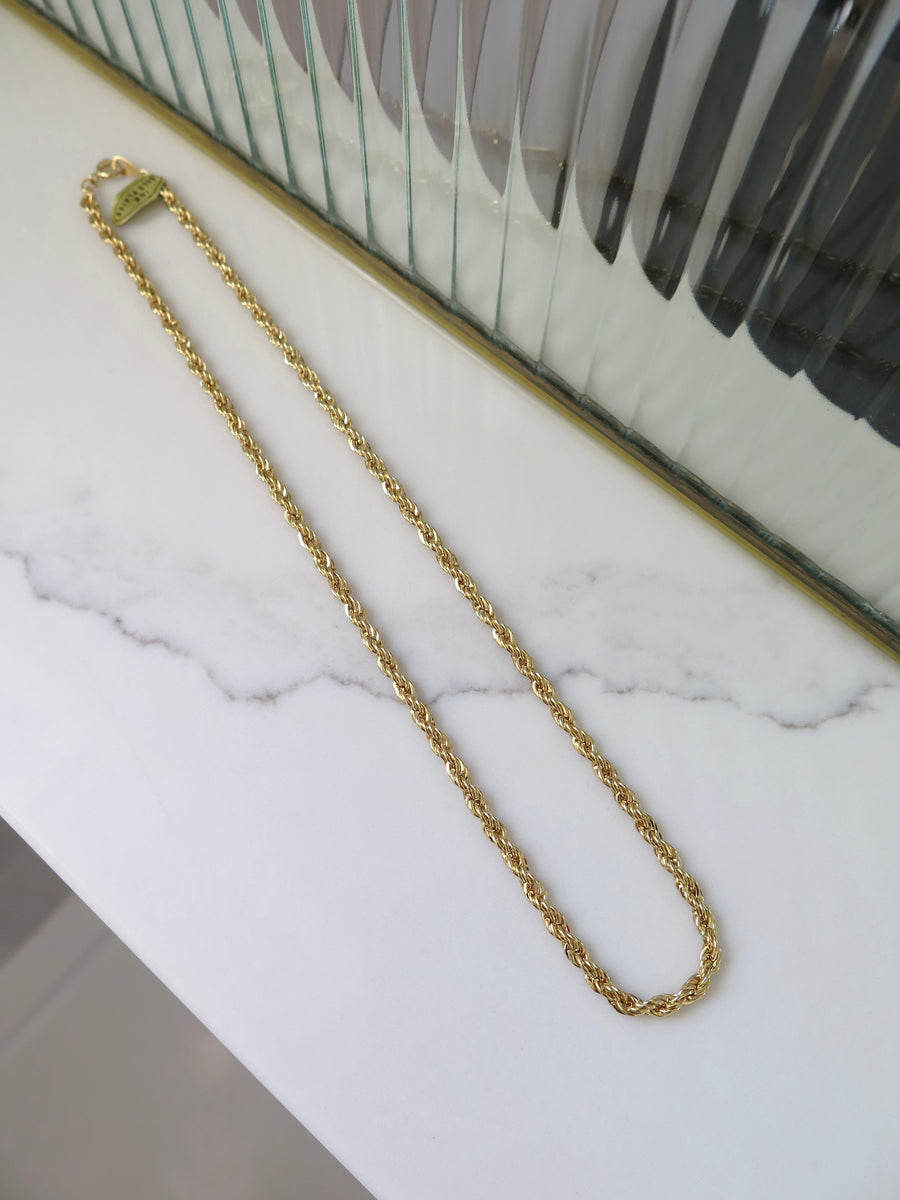 Gold Plated Rope Chain Necklace - 18