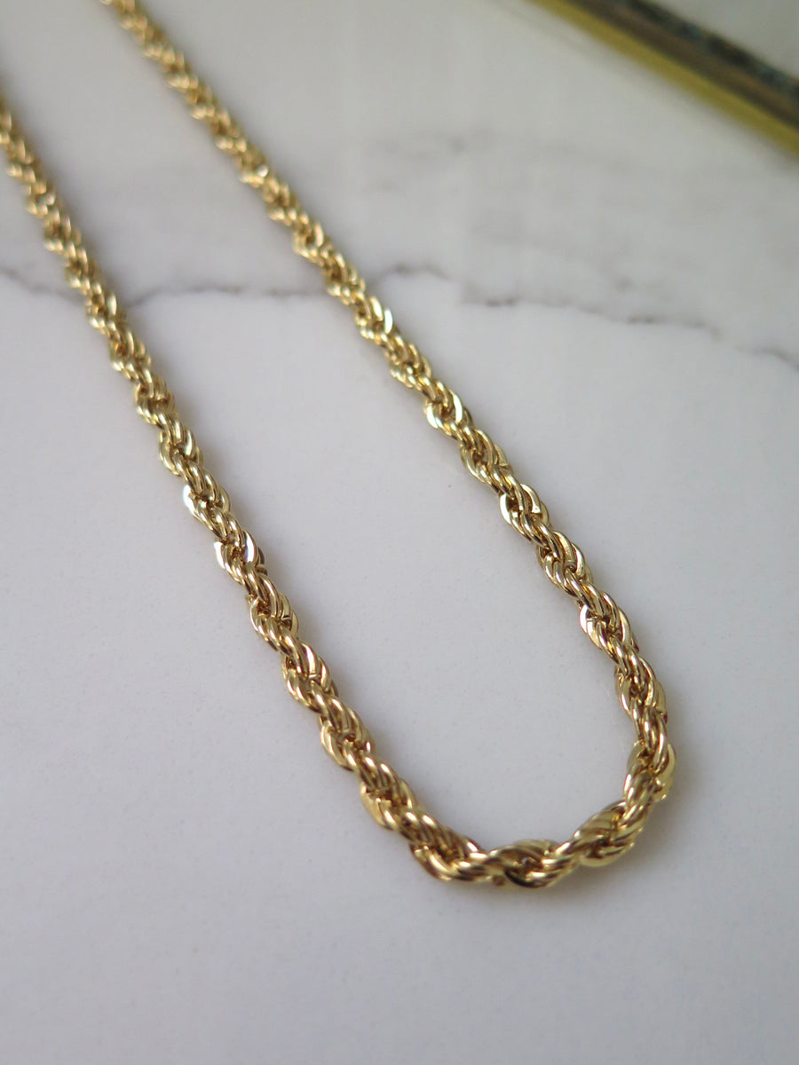 Gold Plated Rope Chain Necklace - 18