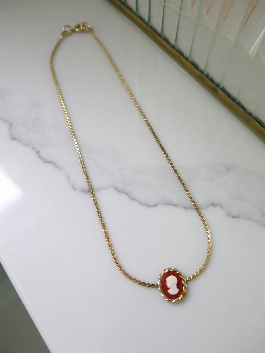 Gold Plated Cameo Necklace - 14