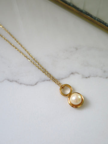 Gold Plated Faux Pearl Necklace - Choice of Chain