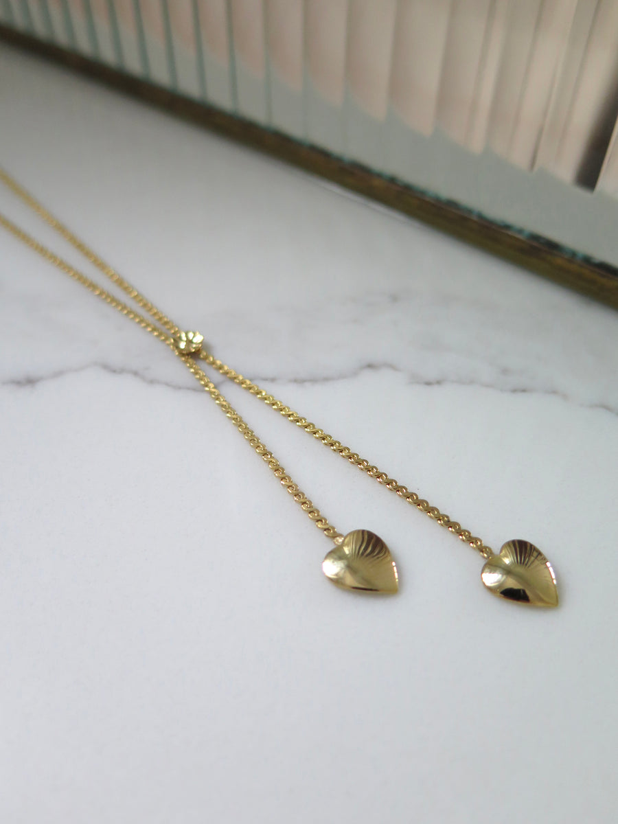 Gold Plated Heart Drop Necklace - 17