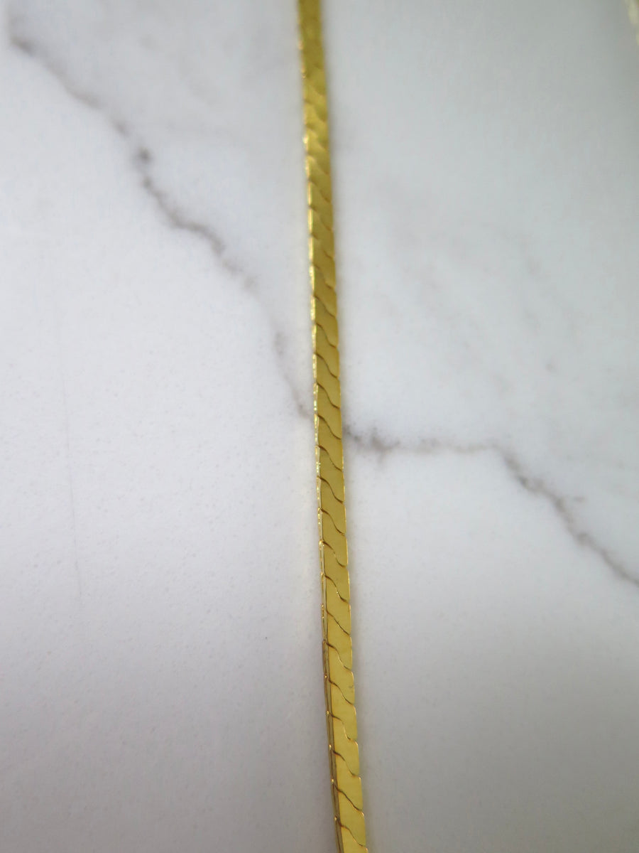 Gold Plated Flat Chain Necklace - 18