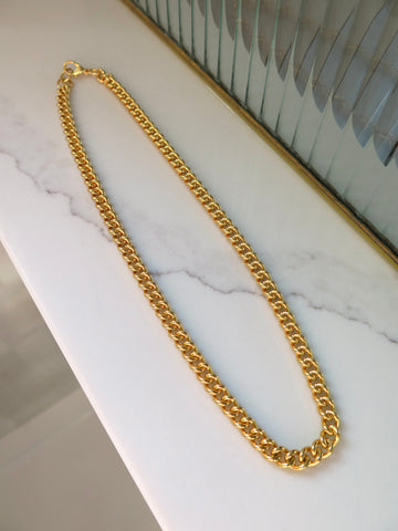 Gold Plated Thick Curb Chain Necklace - 19