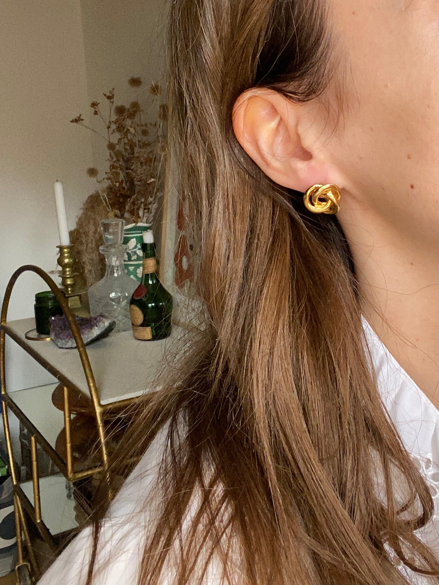 Gold Plated Knot Stud Earrings