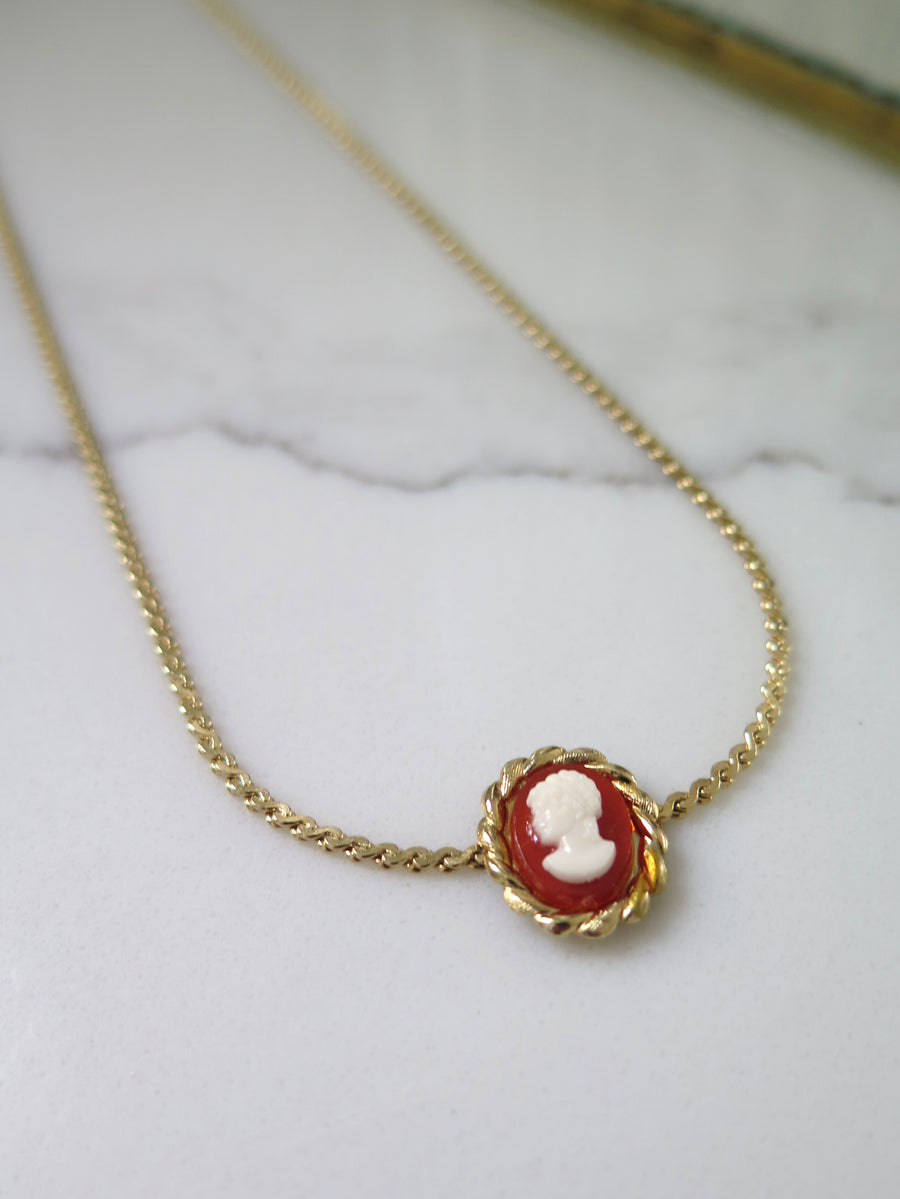 Gold Plated Cameo Necklace - 14