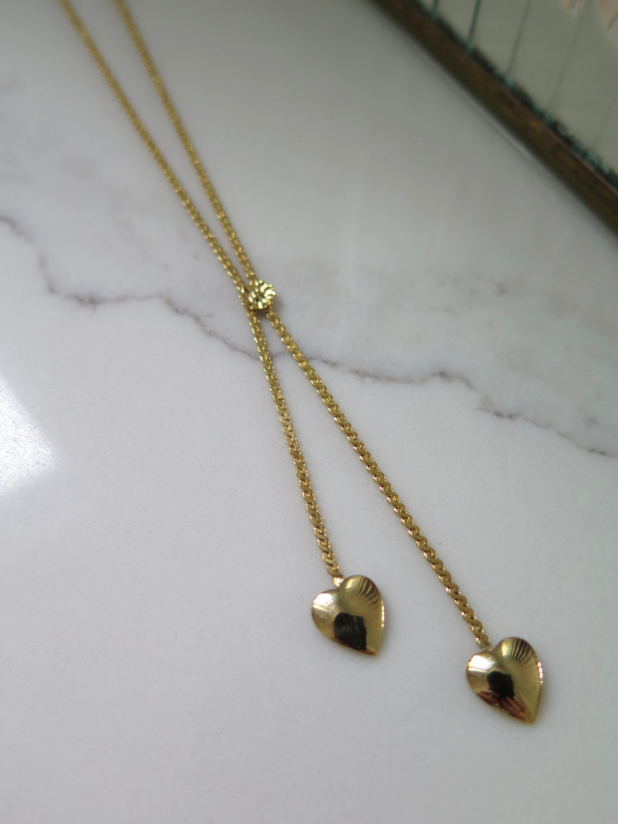 Gold Plated Heart Drop Necklace - 17